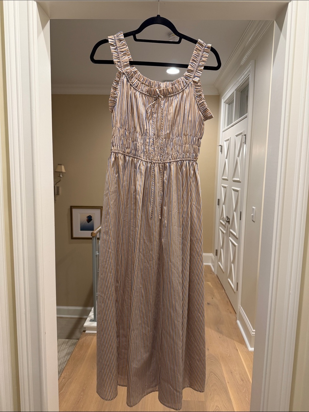 Frnch Striped Maxi Dress - Cream & Blue(bw)